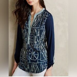 Anthropology Tiny Orion navy Henley top, small